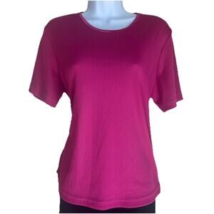 Allison Daly II Pink Plus Size Womens Stretchy Top Blouse 1X Short Sleeve Spring